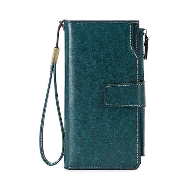Dam plånbok läder stor clutch väska kreditkortshållare
