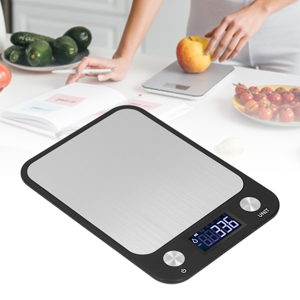 Digital köksvåg rostfritt stål precision resultat kompakt design matmätning LCD-display tareringsfunktion enkel mätning för bakning matlagning