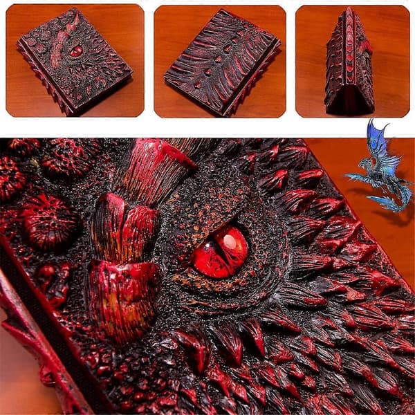 3D Drage Hardcover Skulptur Dagbog, Antik Håndlavet Longan Polystone Blank Håndværk Skrive Skitse Notesbog Daglig Notesblok