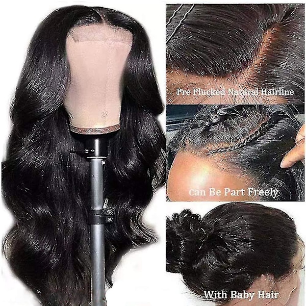 Kropp Vågigt Spets Front Peruk Människohår Pre-pull Bleach Knot