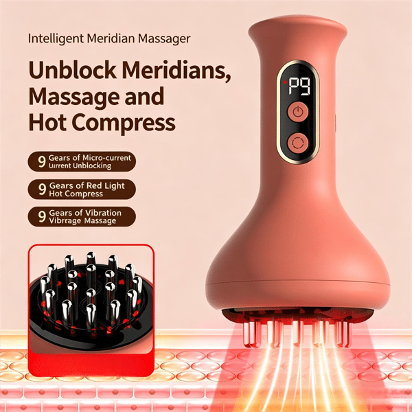 Smart Meridian Massageapparat med Varme, Vibration og Mikrostrøm til Helkropsafgiftning og Massage