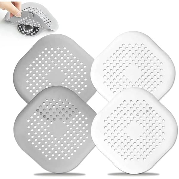 Set med 4 silikonavloppsskydd med sugkopp, filter för kök