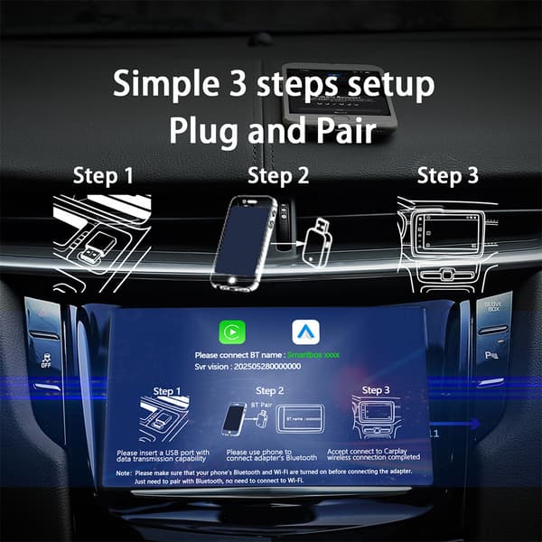 CarPlay/Android Auto trådløs adapter: Kablet-til-trådløs bilforbindelsesboks