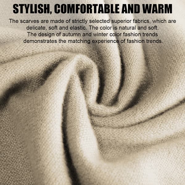Varme Lange Skjerf Vinter Skjerf Ren Farge Skjerf Dusk Beige