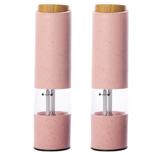 2 ST Elektrisk salt- och pepparkvarn set batteri pink