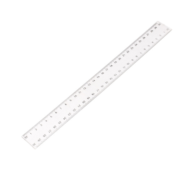 Muovimittatikku, asteikko, läpinäkyvä 30cm