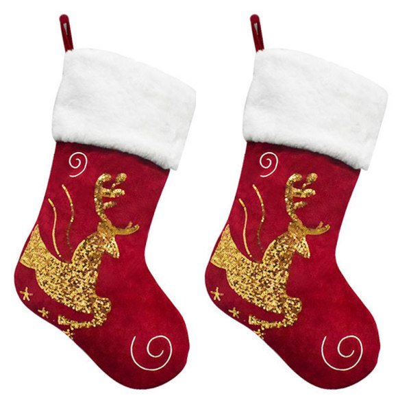 Christmas socks gift bag snowflake elk flannel embroidered