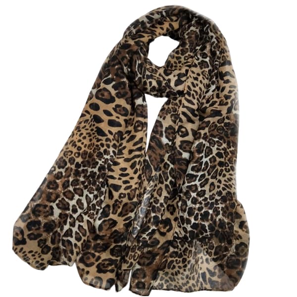 Stor, lett, myk rektangulær hverdags skjerf for kvinner med leoparddyretrykk 90x180cm