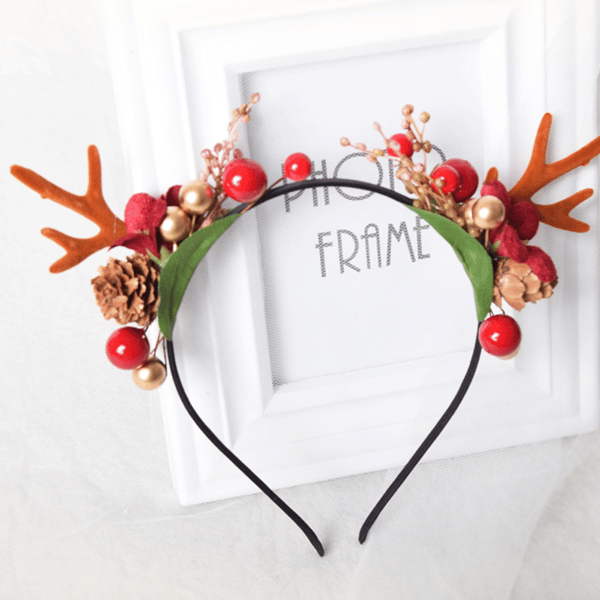 Älg Jul Hårband Horn Hårband med Öron för Damer och Flickor Jul Thanksgiving