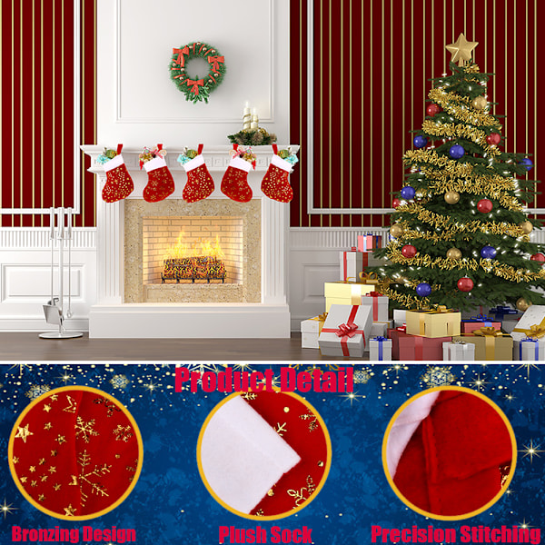 Christmas Mini Stockings, Glitter Snowflake Star with Plush