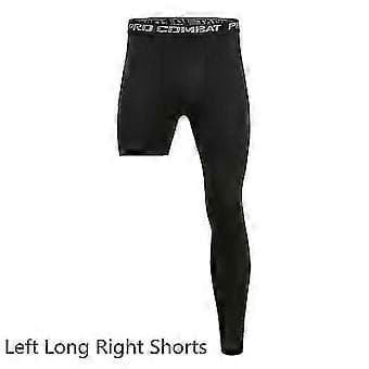 Herre Base Layer Træningsbukser Kompression Løbetights Sport Cropped Et Ben (XXL Sort Venstre)