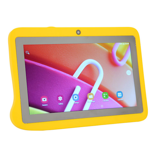 7 tums barnplatta MTK6592 8 kärnor CPU för Android 10.0 2GB RAM 32GB ROM 2.4G 5G WIFI IPS Portabel Platta 100‑240V Gul AU-kontakt