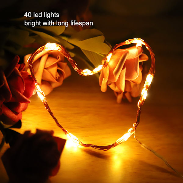 4m 40LEDs Koppartråds Batteridriven Slinga Fe Lampa X-mas Bröllopslampa DIY (Varm vit)