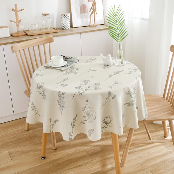 150 cm beige trykt rund duk for rundt bord, spisebord