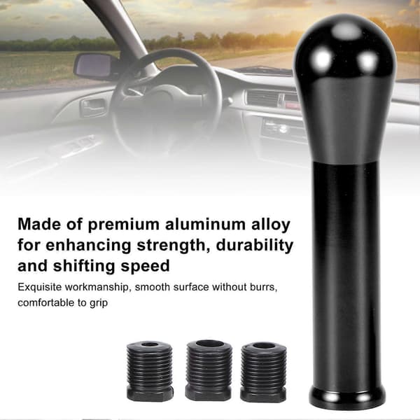 15 cm/5,9 tommer manuel automatisk gearknop gearstang tilbehør i aluminiumslegering universel til bil sort