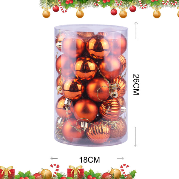 Christmas Balls Ornaments, 34PCS Christmas Ball Set 4cm/1.57in