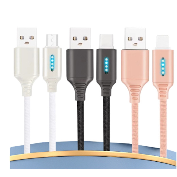 USB-C Hurtig Opladerkabel, Nylon Synkroniserings Datatransmissions Opladerkabel - Smart Auto Sluk Kabel til Samsung/Oneplus (Sort)