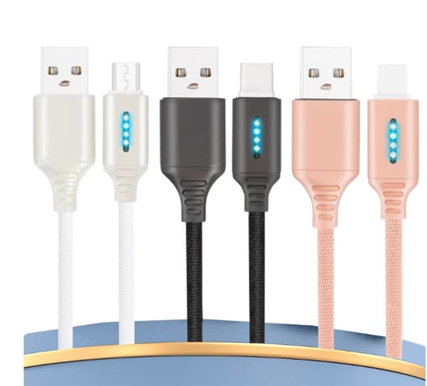 USB-C Snabbladdningskabel, Nylon Synkroniseringsdatakabel - Smart Automatisk Avstängningskabel för Samsung/Oneplus (Svart)