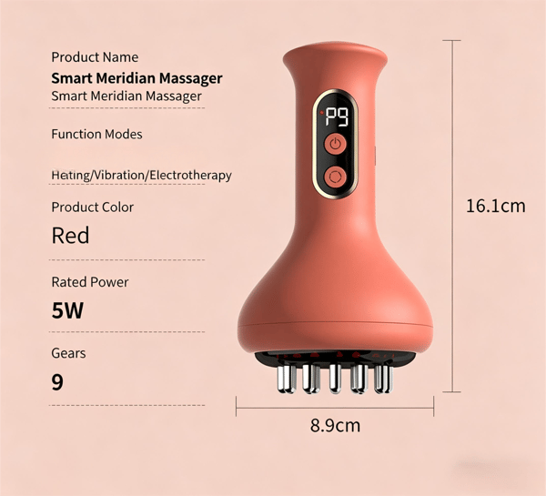 Smart Meridian Massageapparat med Varme, Vibration og Mikrostrøm til Helkropsafgiftning og Massage