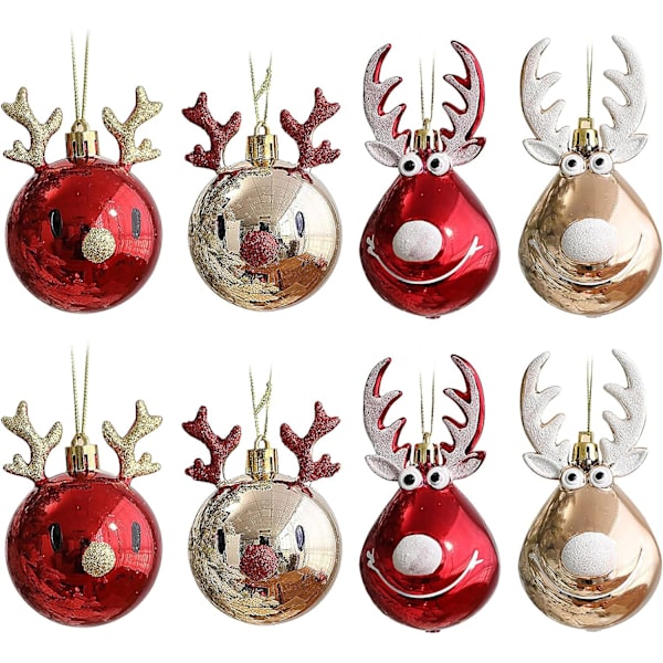 Lot de 8 boules de Noël incassables pour sapin de Noël -