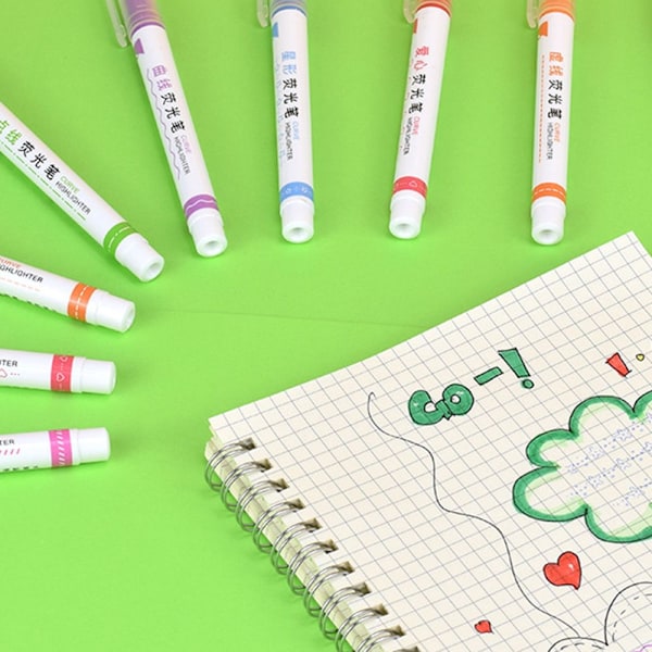 6st Curve Highlighter Pen Markers Pen Färg