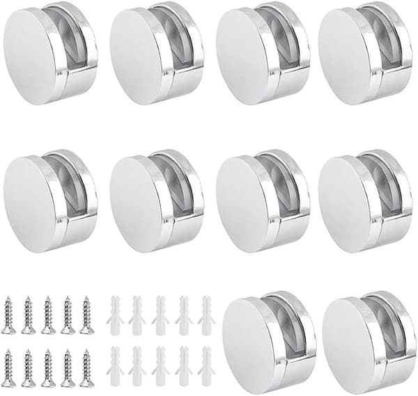10 Stycken Zinklegering Glasclips Spegelclips Hållare för 3-5mm Gl
