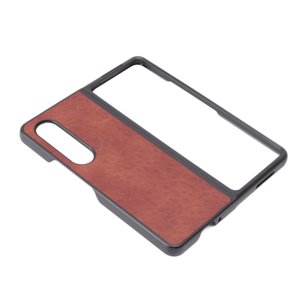 Vikbar Skärm Telefonfodral PU Läder Trendigt Bekvämt Skyddande Mobiltelefonfodral för Samsung Galaxy Z FOLD 4 Brun