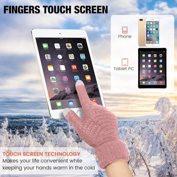 3 par vinterhandsker til kvinder og mænd Touchscreen Elastisk termisk strikforing Varme handsker til koldt vejr