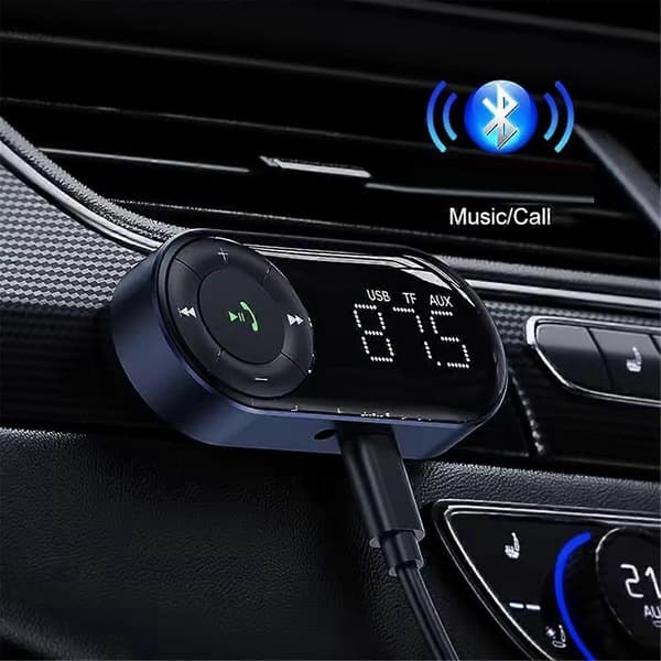 Bluetooth 5.2 FM-sender/-mottaker for bil, bass stereo HiFi-lyd Bluetooth biladapter støtter håndfrie samtaler