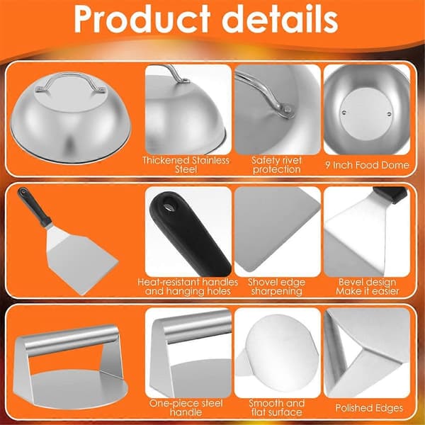 Smashed Burger Kit - Burgerpresse og metallspatel for steking på flat toppgrill, perfekt hamburgerform