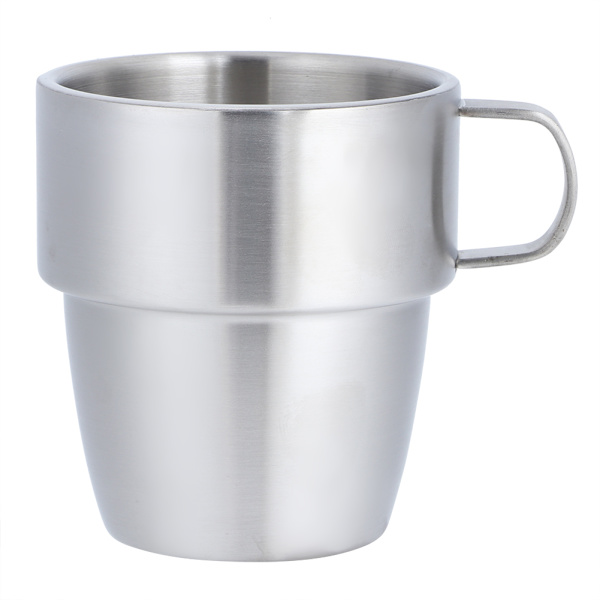 Hushåll 304 Rostfritt Stål Dubbelskikts Kaffe Kopp Mugg med