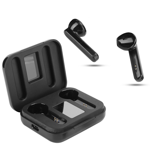 Bærbart Bluetooth 5.0 Headset True Wireless med LED Digital Display Stereo Earphone Sort