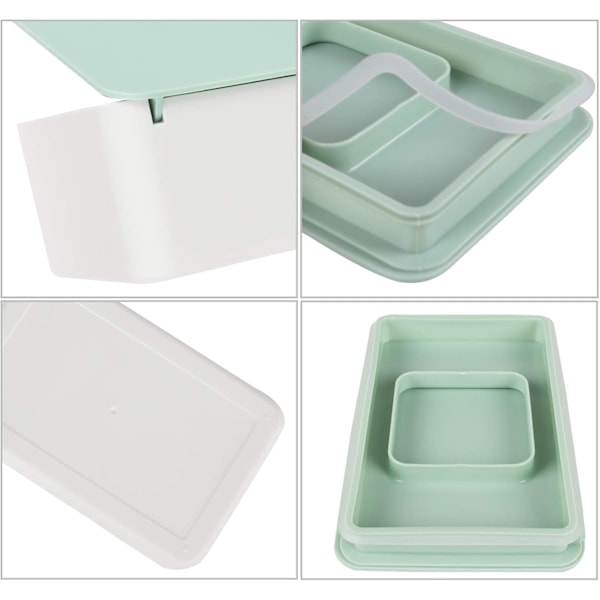 Våtservettsbox, babytorkbox, baby tissue box, våt toalettpappersbox, ansiktsservettsbox, hushålls- och kontorsplast våtservettdispenser med lock Weiß-Grün
