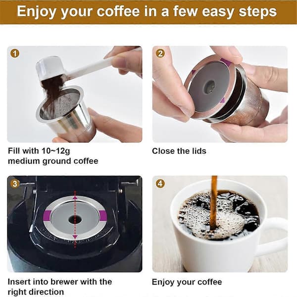 Genanvendelige K-kopper til K-kop genanvendelige kaffepuder og filterudskiftning til 2.0 1.0 kaffemaskine