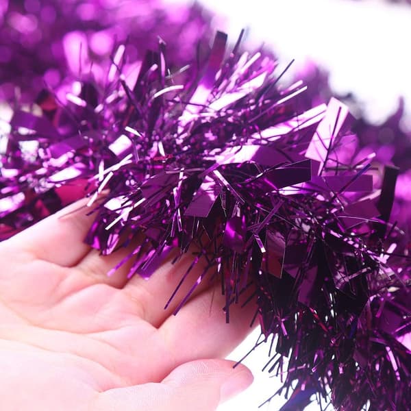 Mørk lilla glittergirlander for juletrepynt, bryllup, bursdagsfestutstyr 10 meter