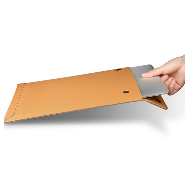 Laptopväska för OS X, kuvertmodell, PU-läder, exakt storlek, multifunktionell laptopfodral för 13-tums enheter, brunt PU-läder, vertikal modell 13