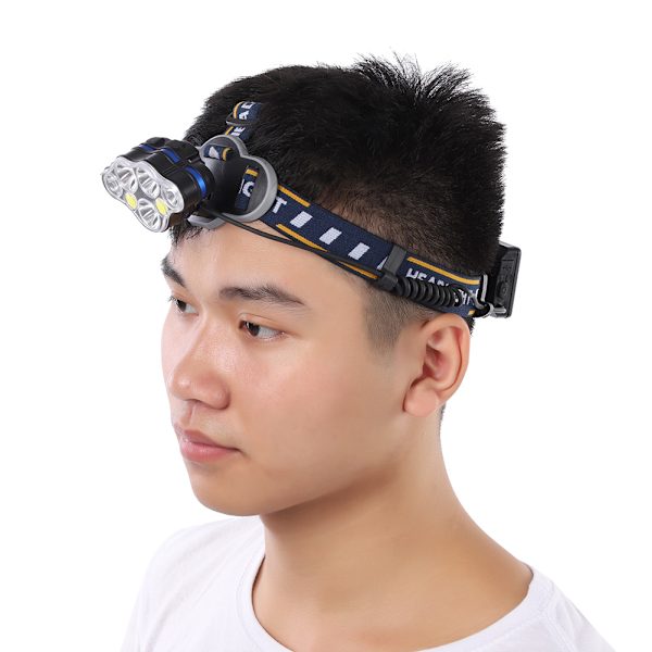 USB-uppladdningsbar 7LED stark strålkastare pannlampa