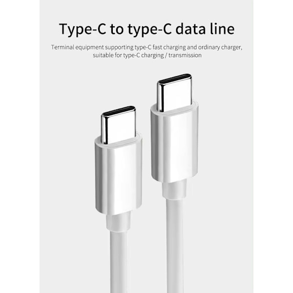 2-PACK 2m snabbladdningskabel USB-C till USB-C Vit