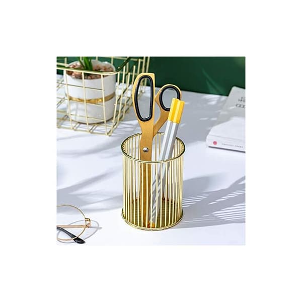 Guld metal penholder egnet til skrivebord, makeupbørste, blyantholder