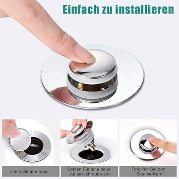Universal vaskeafløb, (afløbshul 32-42 mm) Pop-Up vaskeprop med