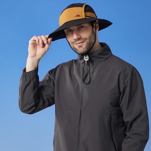 Unisex fiskehatt Safari Bredbrättad strandhatt Solhatt Sommar UV-skydd hatt Black