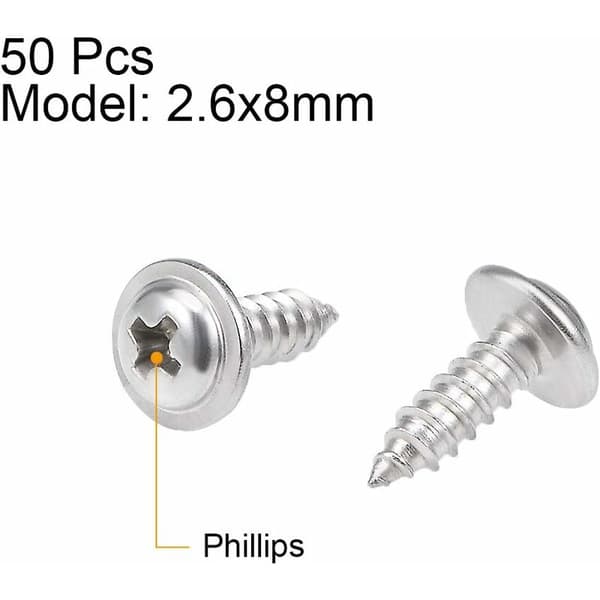 2.6x8mm Phillips Pan Huvud Självgängande Skruv med Bricka 30
