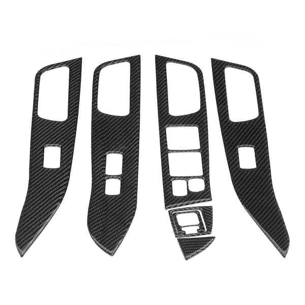 7 stk. Karbonfiber Vindusbryterdeksel Glassløftepanel Dekor Trim Passer til Mitsubishi Lancer 2008–2016 LHD