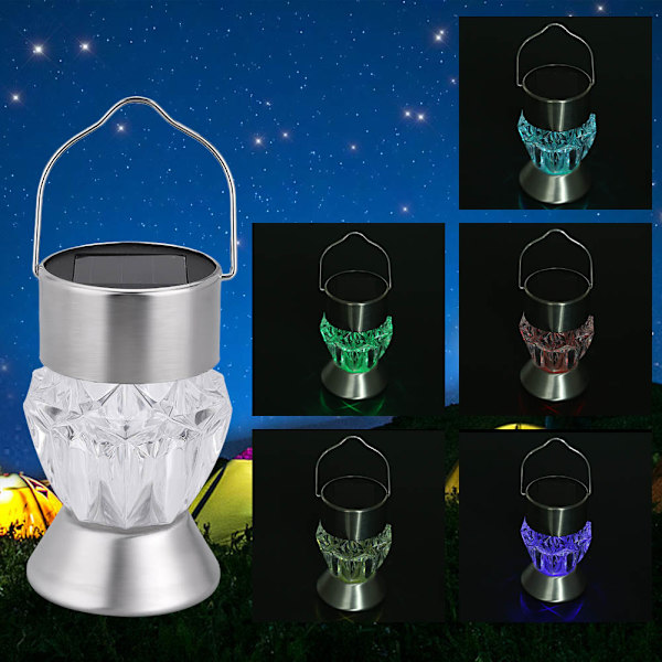 Solcellsladdad hängande LED-lampa 7 färger lampa lykta för