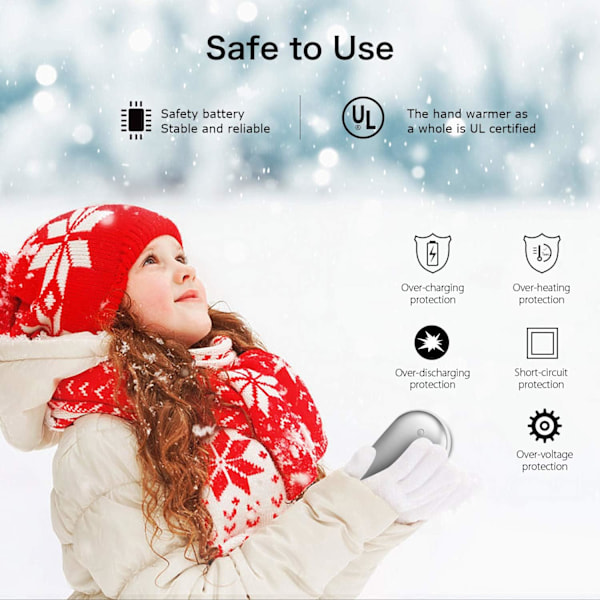 Uppladdningsbar Handvärmare, 5200mA Återanvändbar Elektrisk USB Handvärmare/Powerbank, för Raynauds, Utomhus, Vinter - Silver Silver