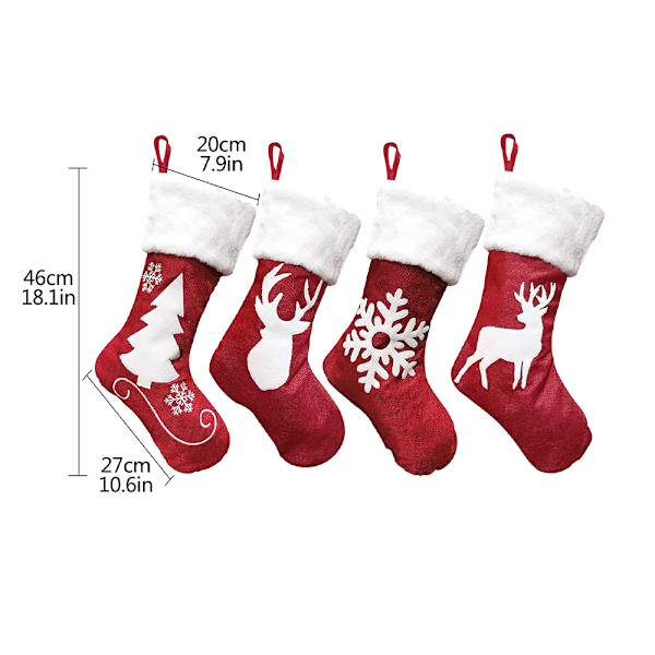 2Pcs Christmas Stockings, Plush Cuff Stockings, for Family