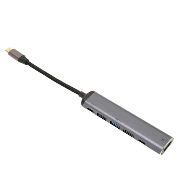 USB C Docking Station 7 i 1 Flätad Kabel 100W 4K Stödd Multifunktionell USB C Hubb för Laptop Skrivbord Surfplatta
