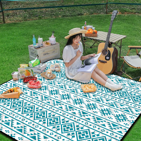Boho Picknickmatta Vattentät Vikbar, Extra Tjock, Sandtät Utomhusmatta, för Fester, Camping, Park, Resor, Gräs Style 4