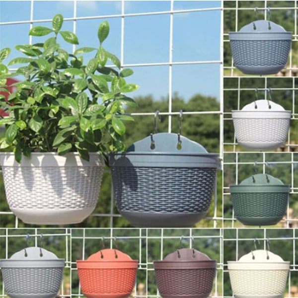 Rattan Blomkruka Vägg Hängande Växtkruka Förvaringskorg för