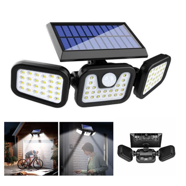 2 stk 74 LED, IP65 Vanntett, 360° Bred Vinkel Belysning, Solcellebevegelsessensor Lys, 19*12*12.4cm